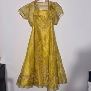 Girls party drees gold mustard color size 8